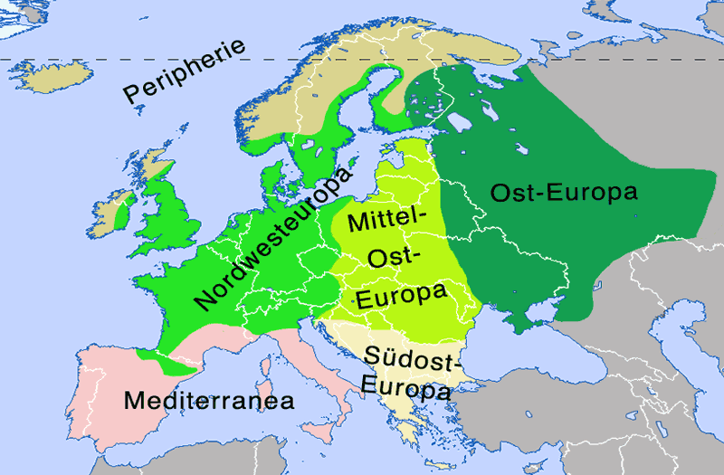 Europa erstreckt sich von Island bis an den Ural. Von Hammerfest im Norden bis zur spanischen Exklave Melilla an der Küste Nordafrikas: Grafik: Ökologix, Wikipedia CC BY-SA 3.0